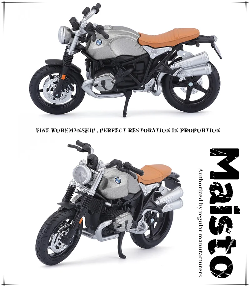 Maisto 1:18 bmw 1250gs r ninet scrambler tanque de combustível liga modelo da motocicleta genuíno estático diecast modelo colecionável presente brinquedo