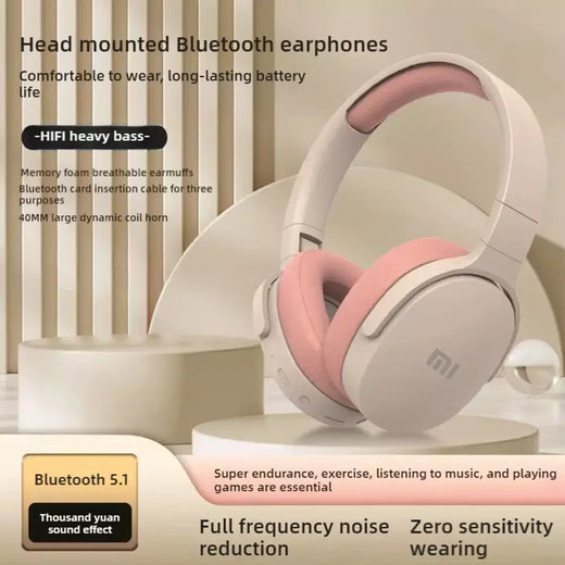 Xiaomi sem fio bluetooth fones de ouvido sobre a orelha estéreo de alta fidelidade dobrável leve suporta cartões tf 3.5mm interface tipo-c