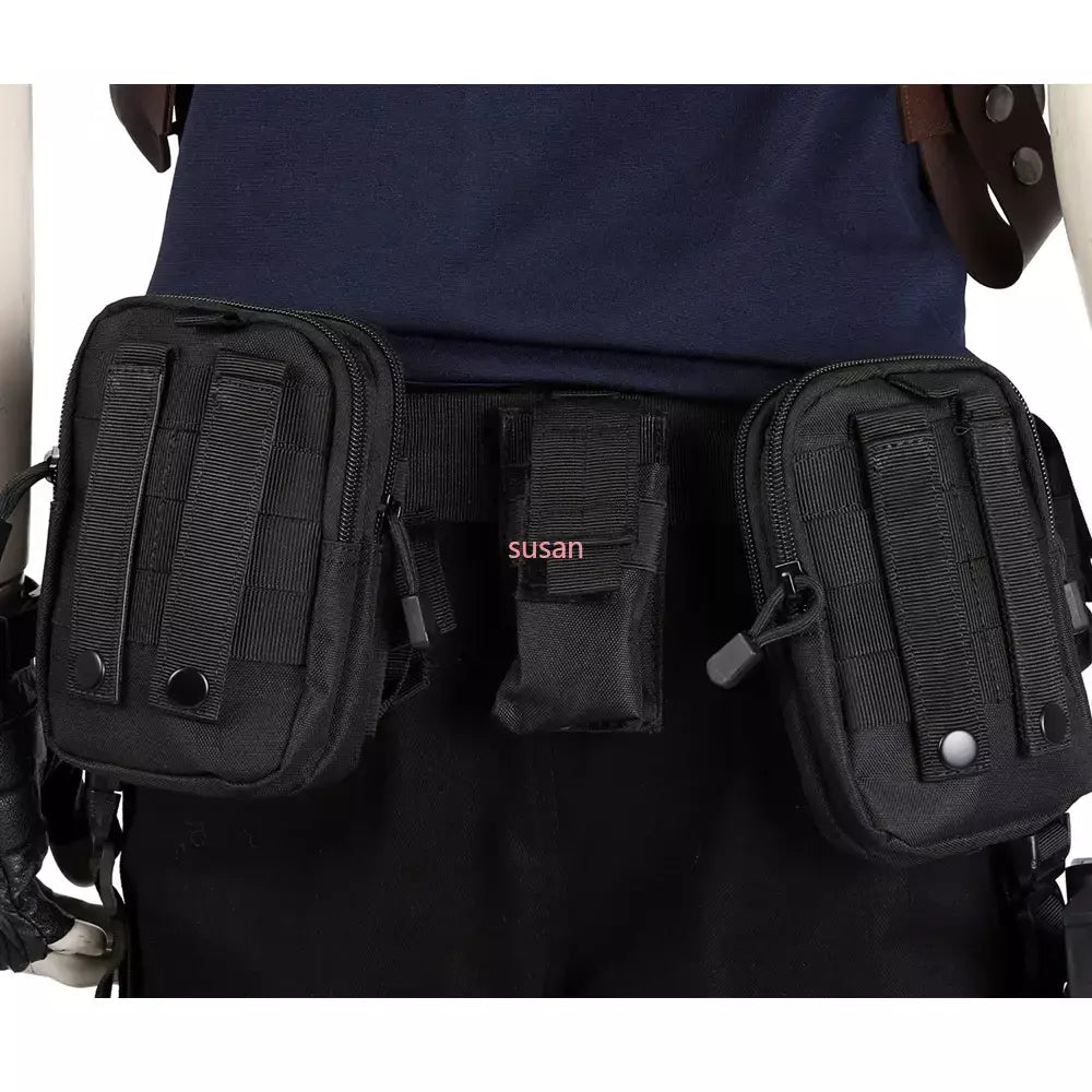 Carnaval halloween jogo traje acessórios cinto utilitário com sacos herói leon kennedy cosplay camiseta oficial axila coldre