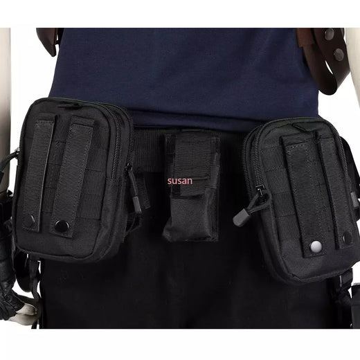 Carnaval halloween jogo traje acessórios cinto utilitário com sacos herói leon kennedy cosplay camiseta oficial axila coldre