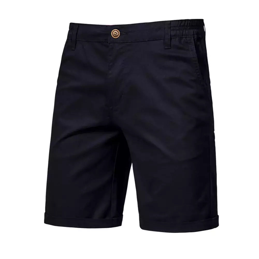 Calça curta de cintura elástica masculina, 100% algodão, monocromática, casual, de negócios, social, alta qualidade, nova, verão 2022
