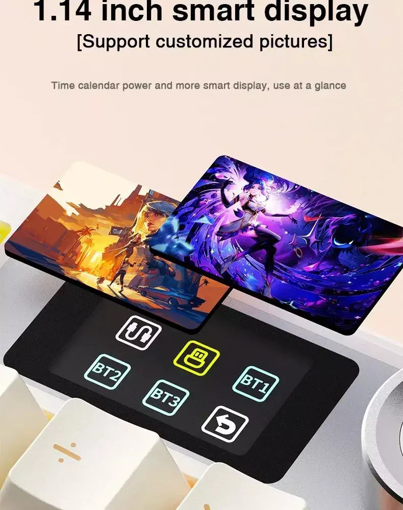 AULA F108 Pro Gaming Mecânico Teclado Tri Mode Personalizado Multi-Pulha Tela RGB Esports Teclado Sem Fio com TFT Smart Display