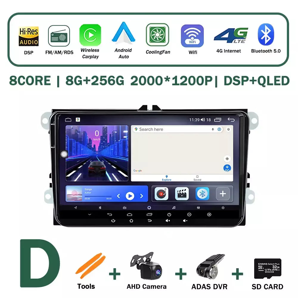 Sistema operacional android para vw volkswagen golf polo skoda rapid octavia tiguan passat amarok carro multimídia vídeo estéreo player gps carplay