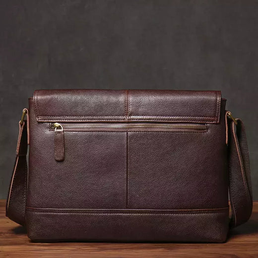 ROOG-Saco de estilingue de ombro em couro genuíno, pasta masculina, crossbody luxo vintage, couro casual, bolsa mensageiro para iPad, 12,9 polegadas