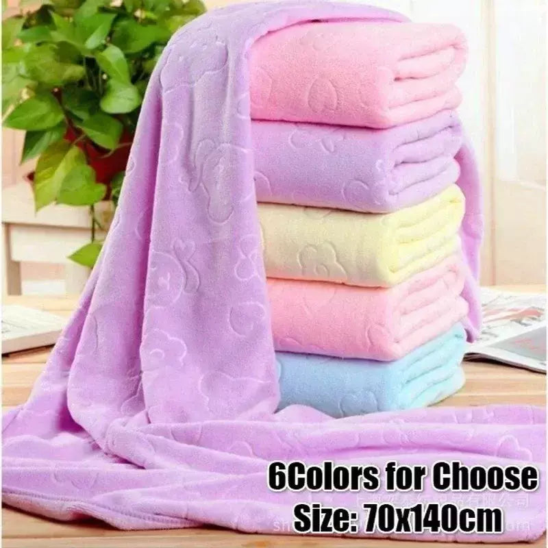 Toalha gravada do banho do urso de Microfiber, absorvente engrossado, macio, fontes do agregado familiar, 70*140