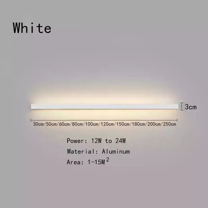 Quarto minimalista, lâmpada de cabeceira, decoração de casa, lâmpada de parede extremamente estreita e alongada, lâmpada de parede de fundo, iluminação de sala