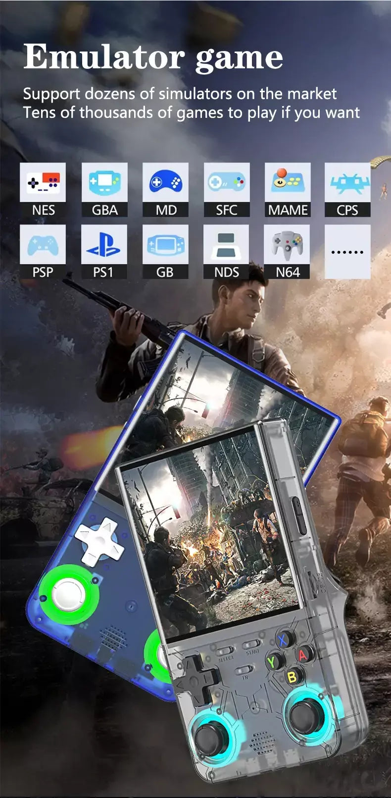2025 r36 ultra open source r36s console de videogame sistema linux 4.0 Polegada tela ips portátil bolso player vídeo 64g melhores jogos