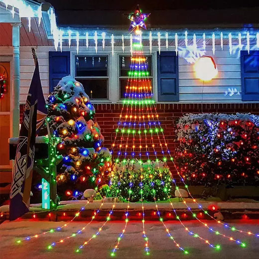 LED Star Waterfall Lights para o Natal, luzes de corda, enfeites de árvores, decorações, ano novo, 2025, 2024