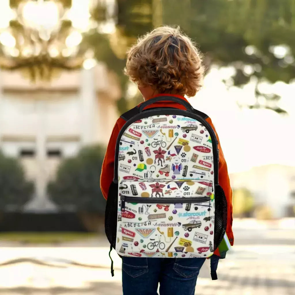 Stranger Things High Capacity Waterproof Mochila Universitária para Meninas, Mochilas Escolares Laptop na Moda, Nova Moda, 17";;VERDADEIRO;;"Background color
