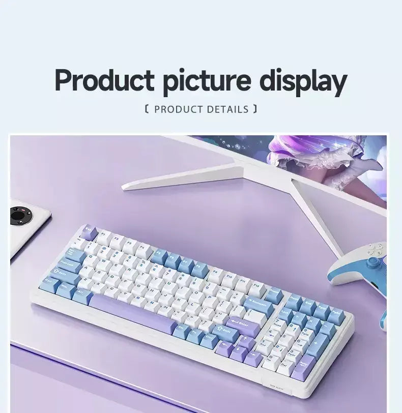 Aula f99 teclado mecânico para jogos, três modos, 2.4g, sem fio, bluetooth, com fio, troca quente, junta pbt, rgb para jogos, digitação, 99 teclas