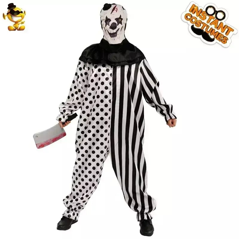 Traje de palhaço secreto para homens halloween horror sangrento macacão role play fantasia vestido adulto roupas desempenho para criança