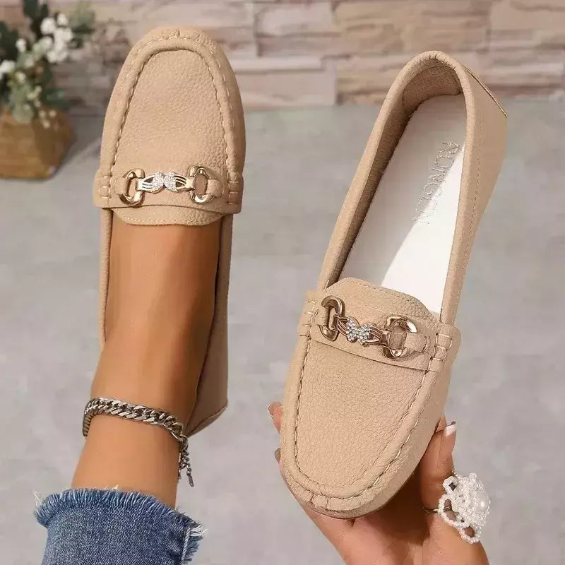 Mocassins casuais e confortáveis para mulheres, deslizamento em apartamentos, dedo do pé redondo, sola sólida, sapatos femininos, novo, outono, 2022, 2024