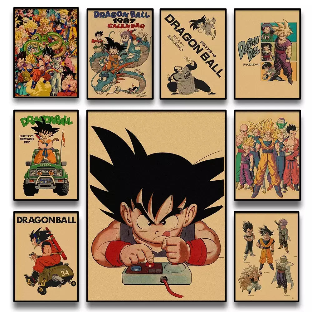Japonês em torno do anime retro dragon ball cartaz goku gohan vegeta piccolo friza pintura em tela impressão arte da parede presente das crianças