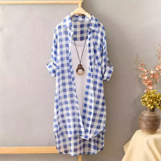 Camisa solta de comprimento médio feminina, tops de manga comprida, blusa casual, casaco feminino, moda verão