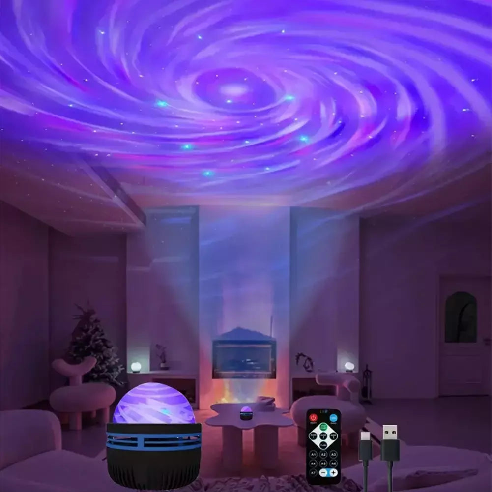 LED Starry Galaxy Luz Projetor, RGB Inteligente Controle Remoto, Estrela Aurora Lâmpada, USB Alimentado, Auto Rotação, Decoração Quarto Home, KTV