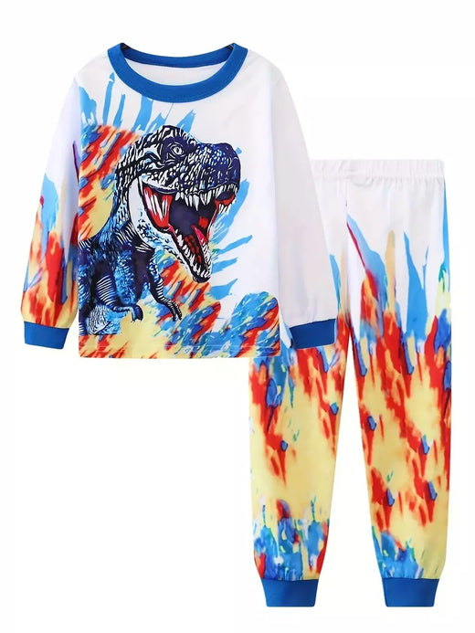 Unicórnio cartoon pijama para meninas, manga longa, duas peças set