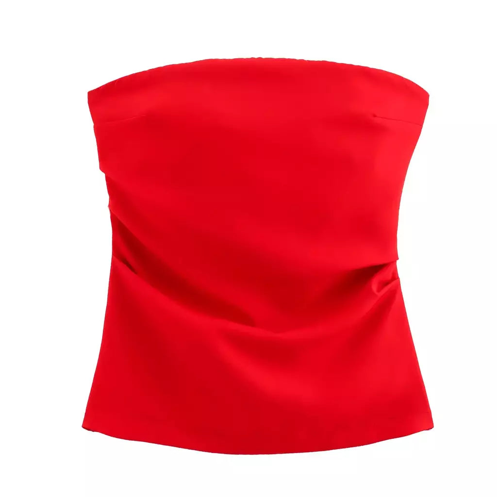TRAF-Blusa sem mangas sem alças para mulheres, tops femininos, zíper traseiro, roupas de rua, tanque chique, moda verão, nova