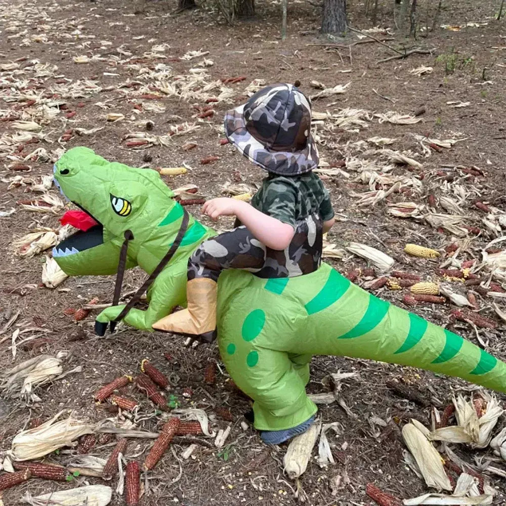 Traje de dinossauro inflável para adultos e crianças, Velociraptor, Festa de Carnaval de Halloween, Desenhos Animados Divertidos, Role Playing