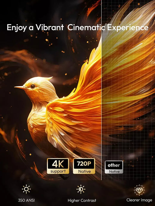 VEVSHAO A12 4K Android13 Projetor SmartPhone Nativo Auto Focus Keystone BT5.2 WIFI6 Portátil 360 ° Gire 1280*720P Cinema em casa