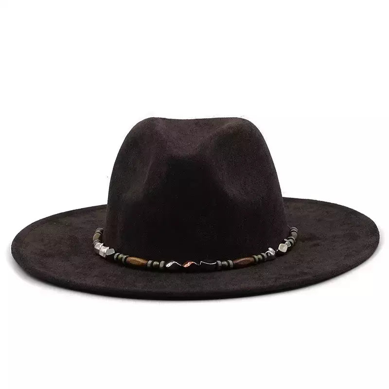 Chapéu Fedora Liso de Camurça para Homem e Mulher, Banda Fashion, Torta de Porco, Pai, Senhoras, Jogador Trilby Panamá, Tamanho 58cm