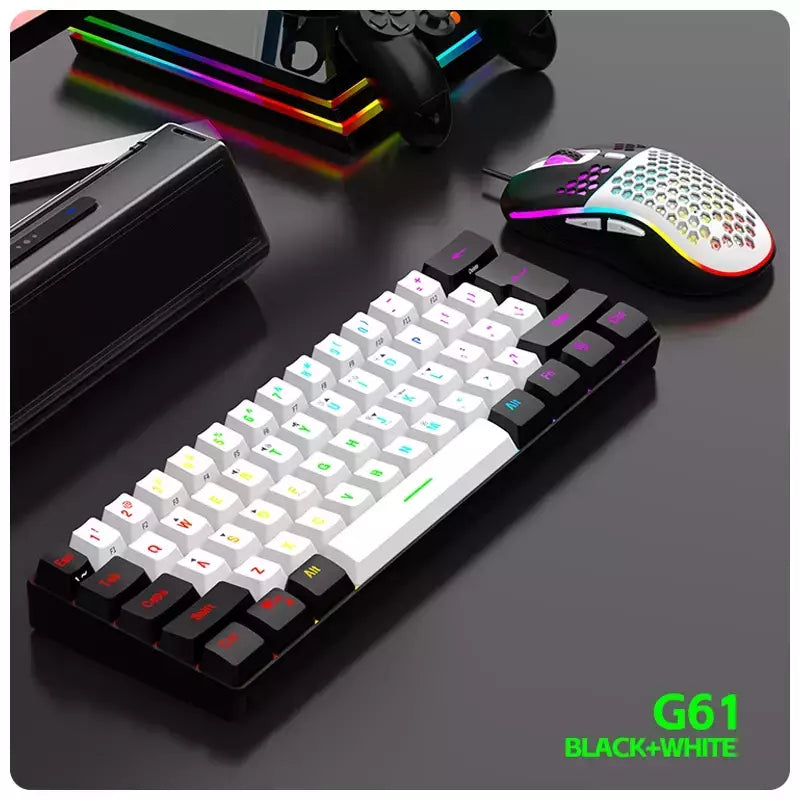 RGB Backlight Wired Mini Teclado Gaming, Ultra Compacto, Impermeável, Pequeno Compacto, 61 Teclas, Fit para PC, Mac Gamers, 60%