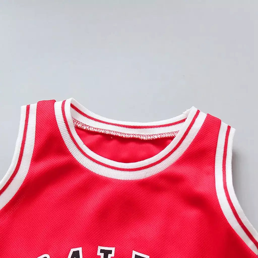 Conjunto de roupas infantis de verão, roupas esportivas de basquete, tops sem mangas + shorts, 2 peças/terno, meninos e meninas