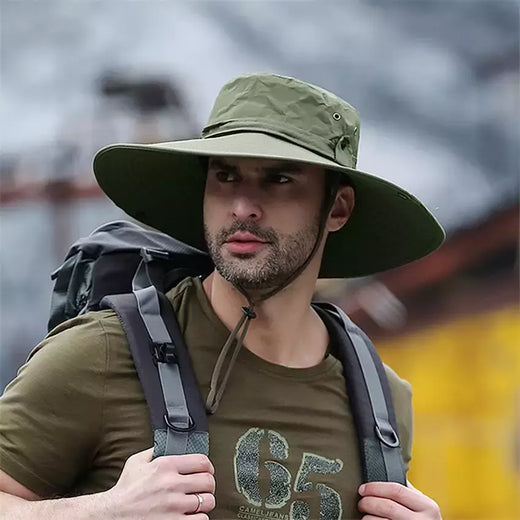 Tampão solar anti-UV respirável masculino, aba larga grande, chapéu de balde, chapéu de vaqueiro, pesca ao ar livre, caminhada, praia, malha, moda verão, novo, 2024