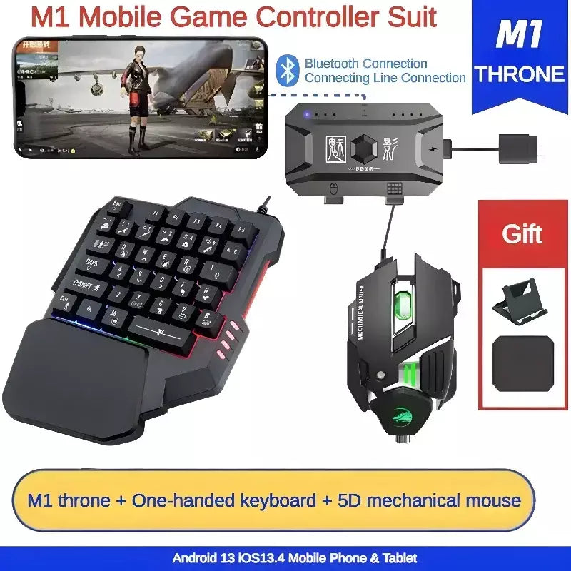 M1 pro controlador de jogo móvel 4 em 1 mouse teclado adaptador conversor bt v5.0 adaptador programável suporte sistema ios android