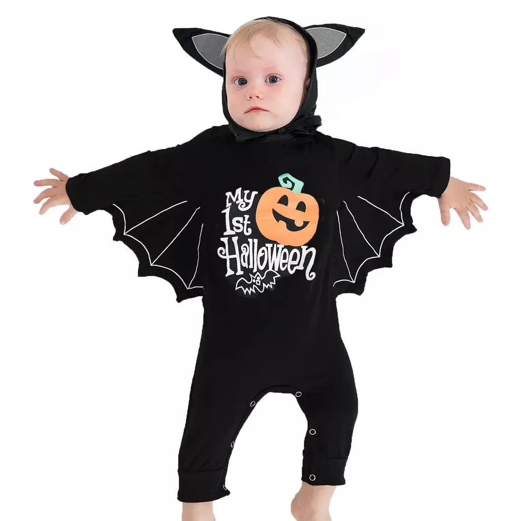 Umorden 2 pçs/set unissex morcego preto traje do bebê meninas meninos meu primeiro roupa de halloween algodão 3-6m 6-12m 12-18m 18-24m