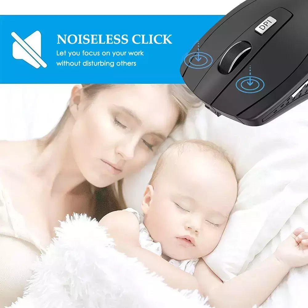 Mouse sem fio Mouse silencioso 2.4G portátil móvel Optical Office Mouse DPI níveis ajustáveis para Notebook PC Laptop MacBook