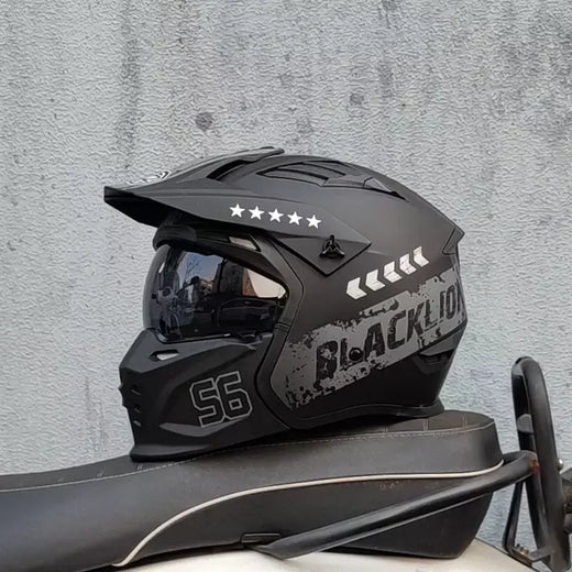 Orz capacete da motocicleta vintage casque moto preto guerreiro combinação capacete completo meio capacete de cruzeiro cascos motorcross