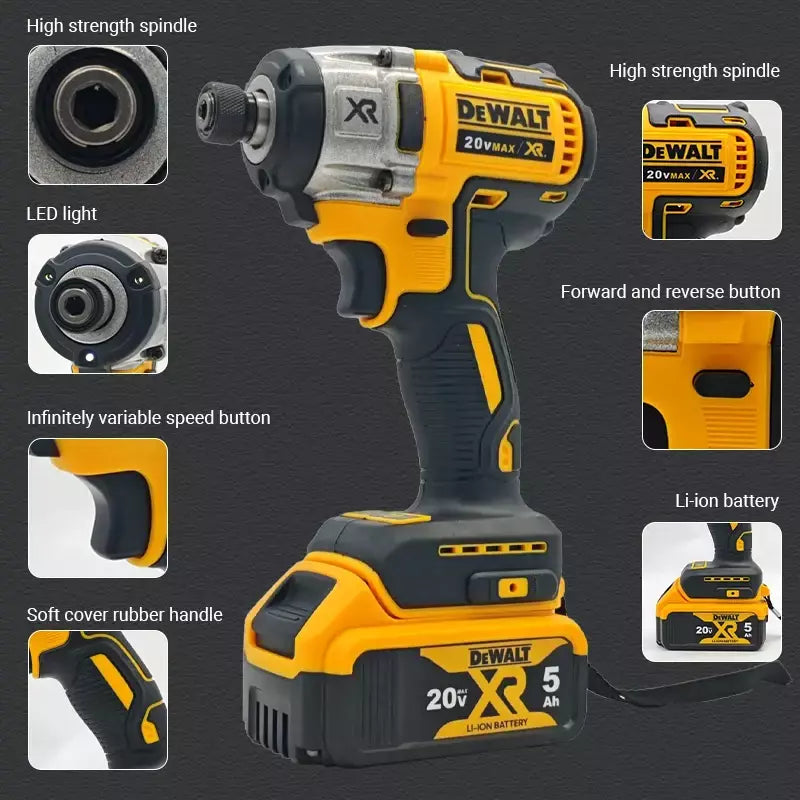 Dewalt dcf887 sem escova 205n.m chave elétrica chave de impacto sem fio multifuncional portátil ferramentas elétricas para 20v bateria