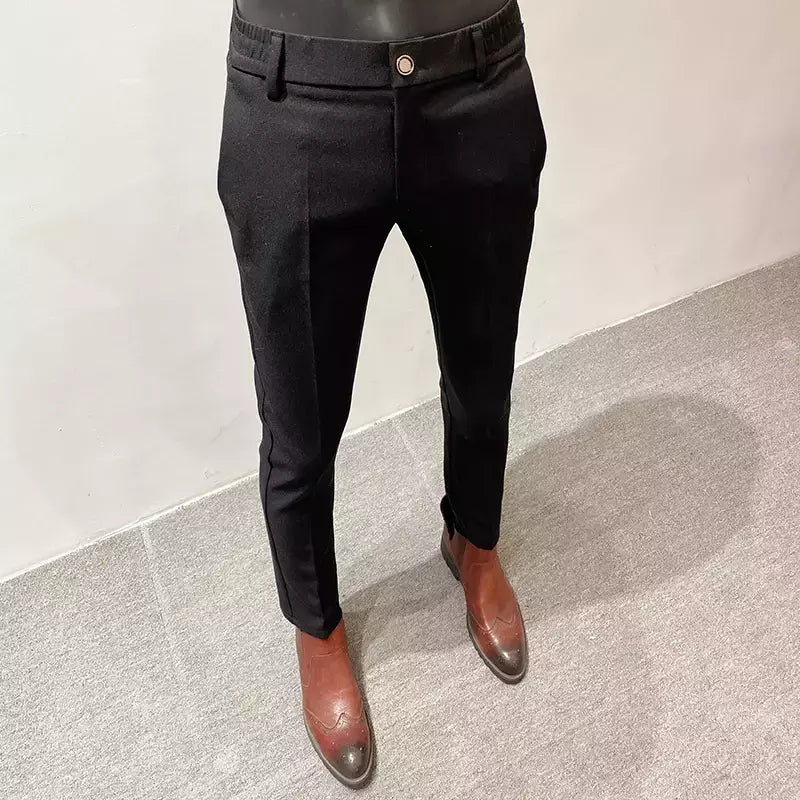 Calça casual de negócios slim fit monocromática masculina, terno de linho de alta qualidade, de escritório formal, social, plus size 38