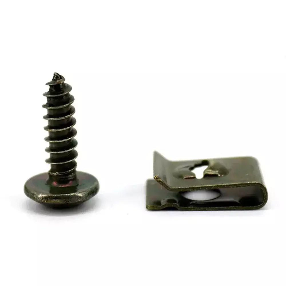 Parafusos auto-roscantes, clipe de fixação de metal para carro, motocicleta, tipo u, clipe com parafuso, proteção antiferrugem, kit de folha de ferro