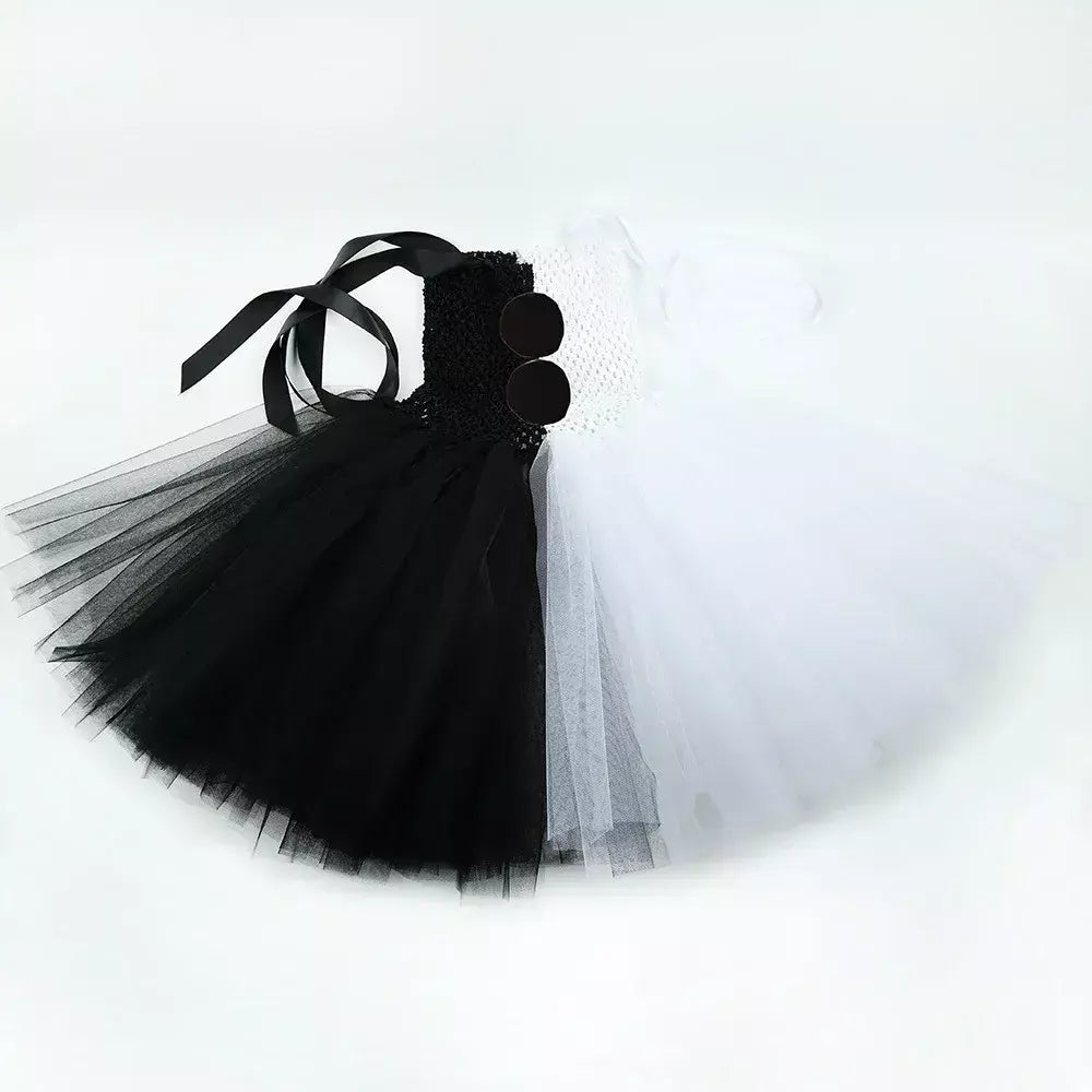 O traje de palhaço terrível arte menina preto branco fantasia tutu vestido horror coringa vestido para meninas trajes de festa de carnaval de halloween