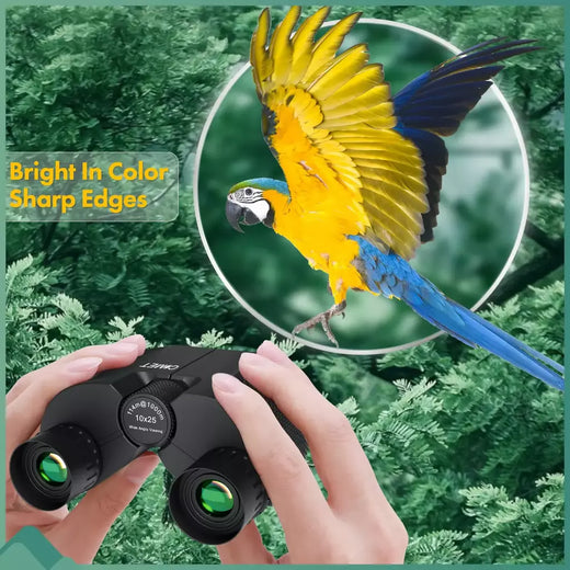 Comet binóculos 10x25 bolso de longo alcance hd telescópio dobrável compacto bak4 prisma binocular escopo óptico lente fmc para caça