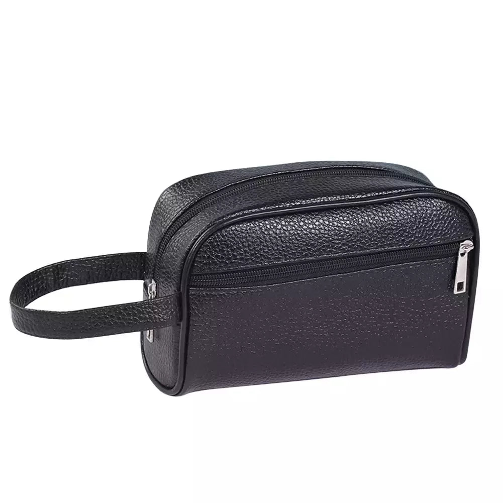 Bolsa de pulseira de couro PU vintage para homens e mulheres, cor pura, pequena, para armazenamento de celulares