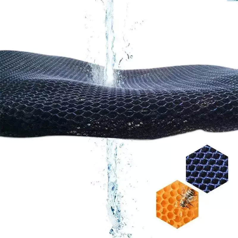 Capa de assento para motocicleta, tecido de malha 3d antiderrapante, assento de scooter, bicicleta elétrica, verão, design em favo de mel, ventilação