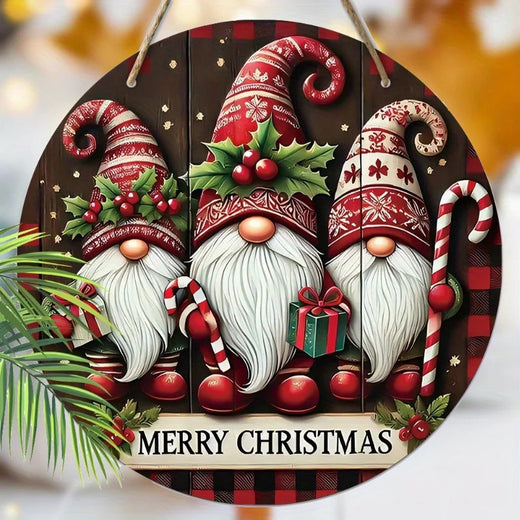 Feliz Natal Retro Papai Noel Pendurado Impressão, Baga Vermelha, Doces, Grinalda De Madeira Do Porch Do Natal, Pintura De Sinal, Decoração De Cerca De Casa, 1Pc