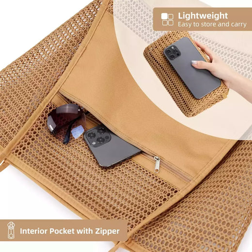 Malha sacola para as mulheres, bolsa de ombro, dobrável, casual, para praia, férias, hobo, max 23l