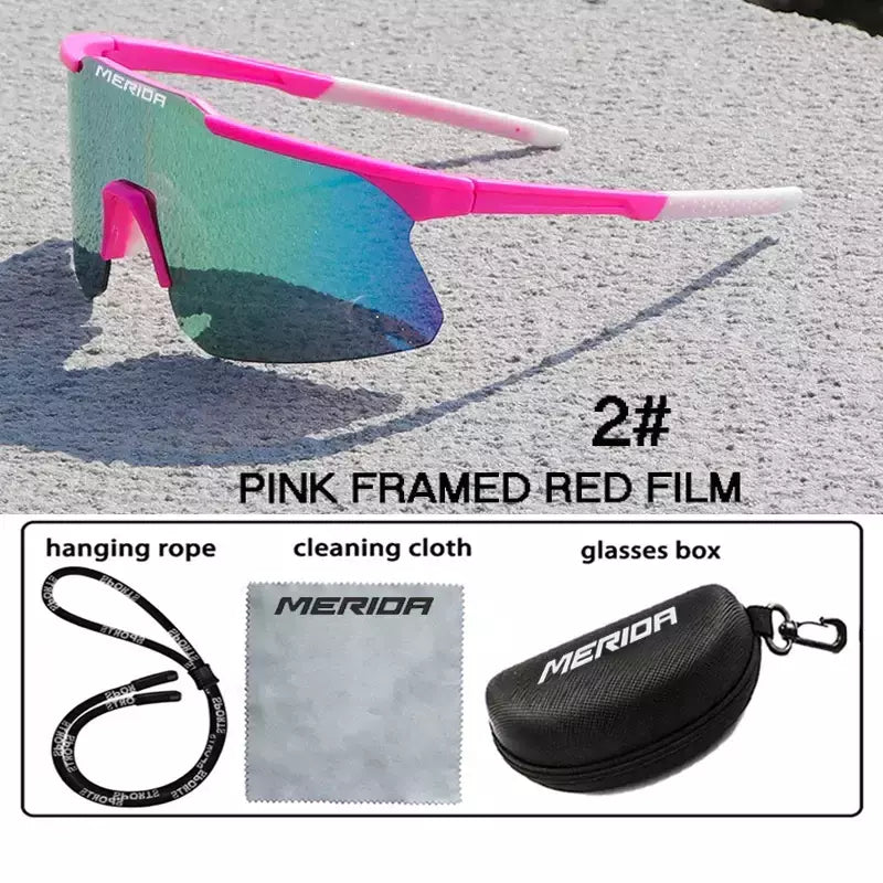 Merida-Óculos de sol para homens e mulheres, óculos esportivos, UV400, óculos de equitação, mountain bike, bicicleta de estrada, lentes ao ar livre com estojo