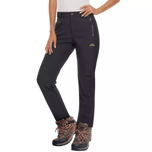 MAGCOMSEN-Calça de lã feminina com bolsos de zíper, calça reta impermeável, carapaça macia, esqui quente com neve, outono e inverno