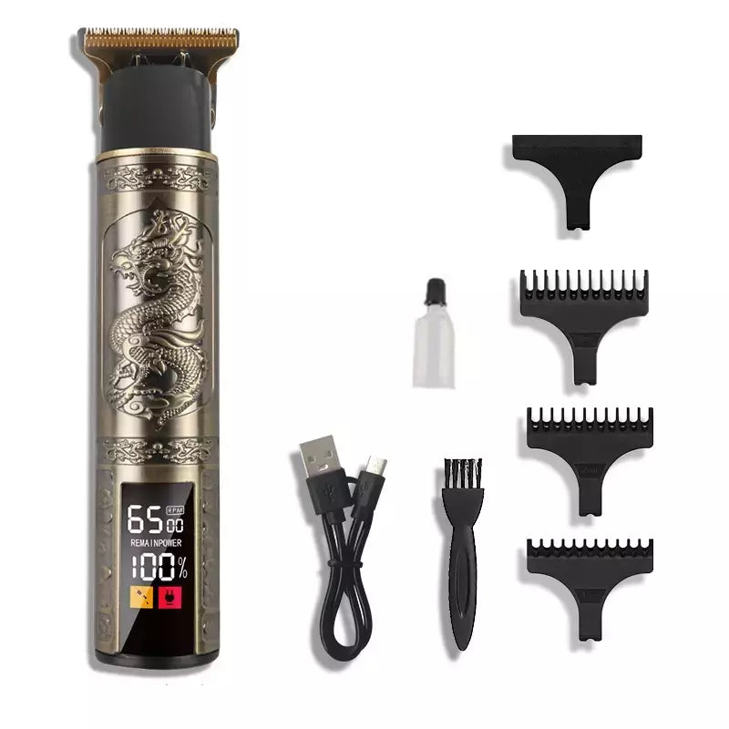 T9 Electric Hair Clipper com três velocidades de ajuste, tela grande, Power Display, Metal Shaver, Cabeleireiro, USB