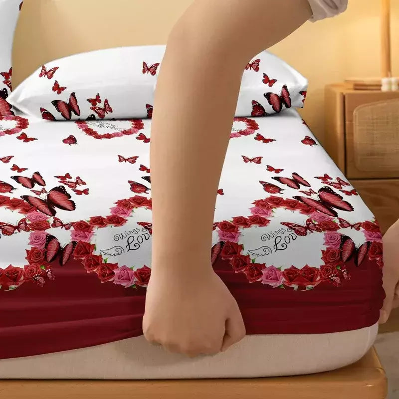 Borboleta impressa fosco cabido folha, tampa do quarto, cama moderna simples, excluindo fronhas, 1