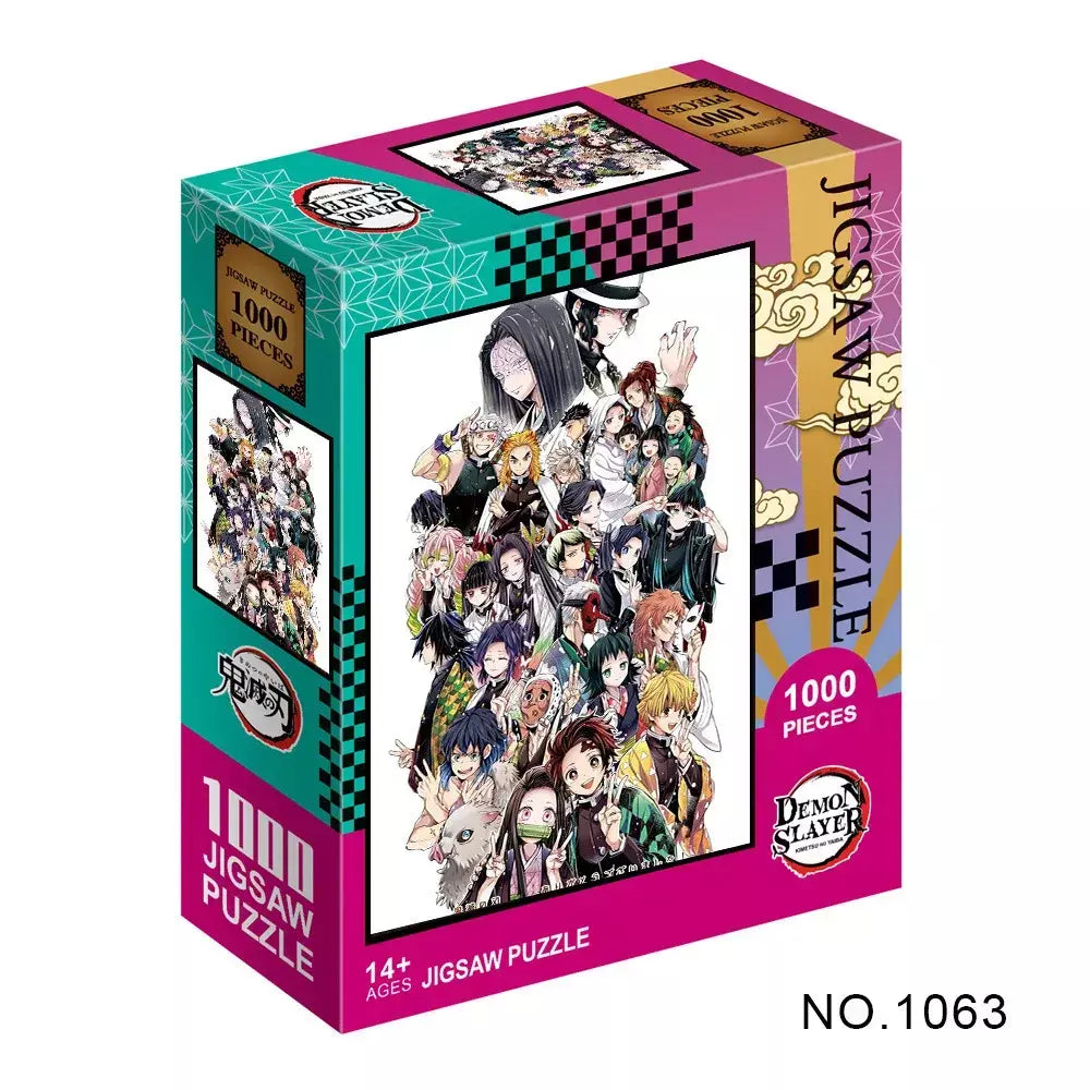 500/1000 peças quebra-cabeças para adultos demon slayer anime japonês série kimetsu dos desenhos animados crianças brinquedos educativos iluminar presentes