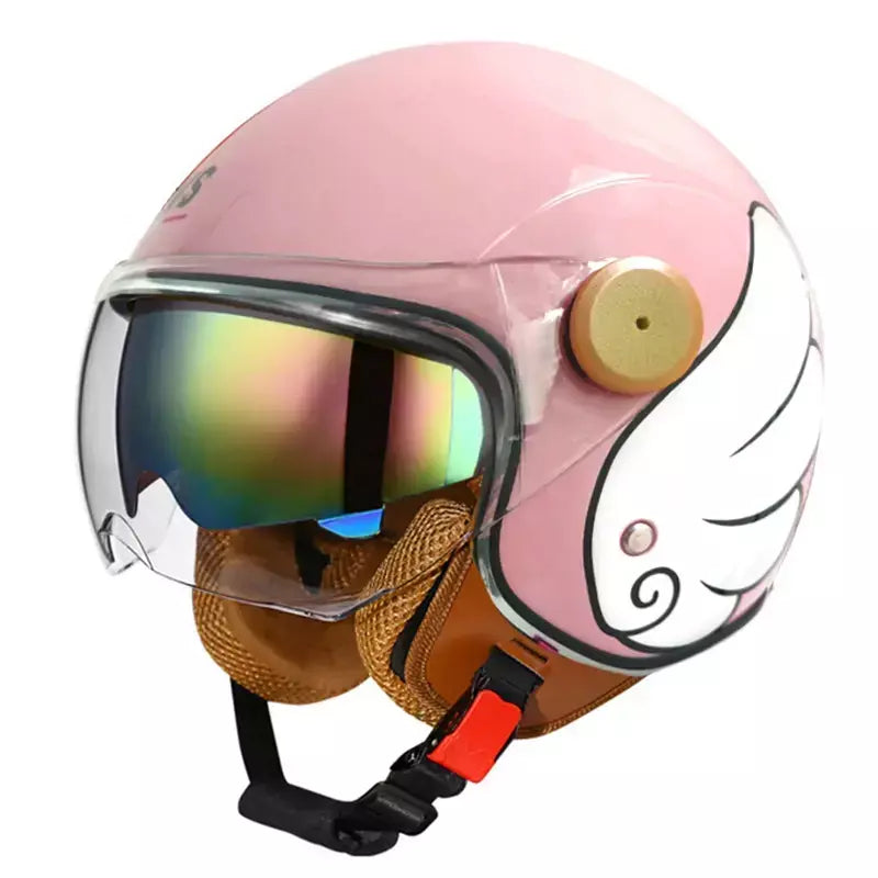 Capacete de motocicleta vintage leve com viseira dupla moto equitação 3/4 meio capacete aberto retro casco moto 3c & dot