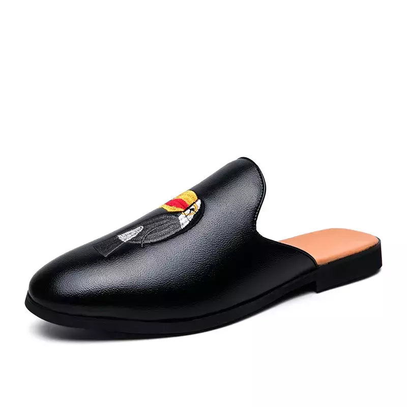 Sapatos casuais meio arrasto para homens, mocassins da moda, deslizamento em apartamentos, marca de luxo, mocassins novos, tamanho grande 38-46, 2023