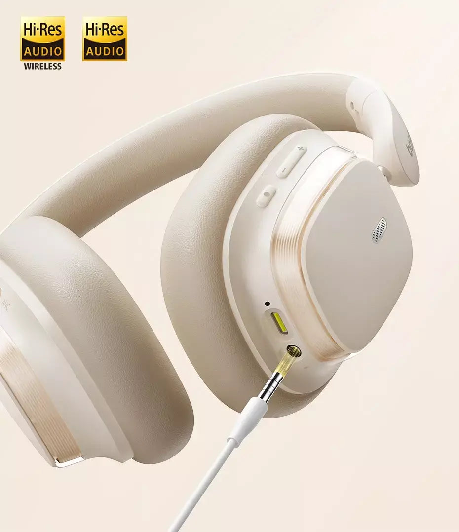 Baseus bowie h1s fones de ouvido sem fio bluetooth 5.4 cancelamento de ruído 46db sobre a orelha fone de ouvido de áudio espacial de alta resolução 120h tempo