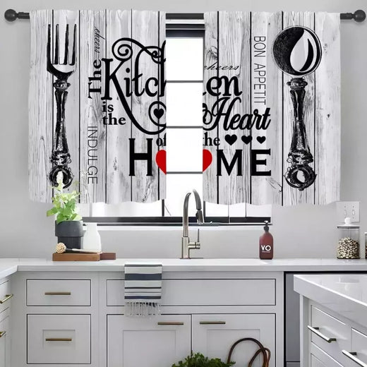 Minimalista Cozinha Janela Cortinas, Faca Fork Texto, Fácil Instalação, Quarto, Estudo, Café, Sala, Decoração de Casa, Moda, 2pcs
