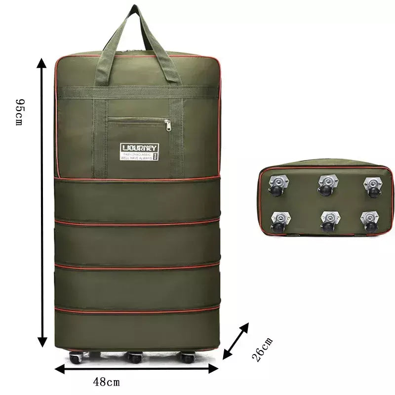Bolsa de viagem dobrável, compartimento de bagagem, caixa de armazenamento de roda giratória, bolsa de bagagem telescópica de grande capacidade, bolsa noturna